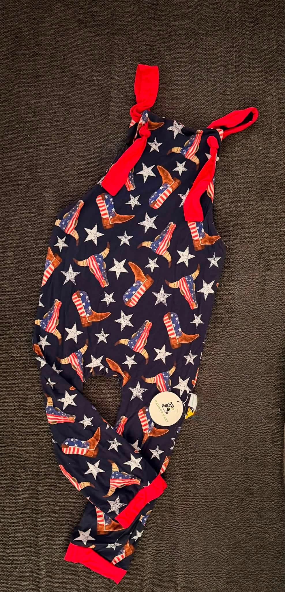 Stars, Stripes & Cowboy Nights Knotted Overalls