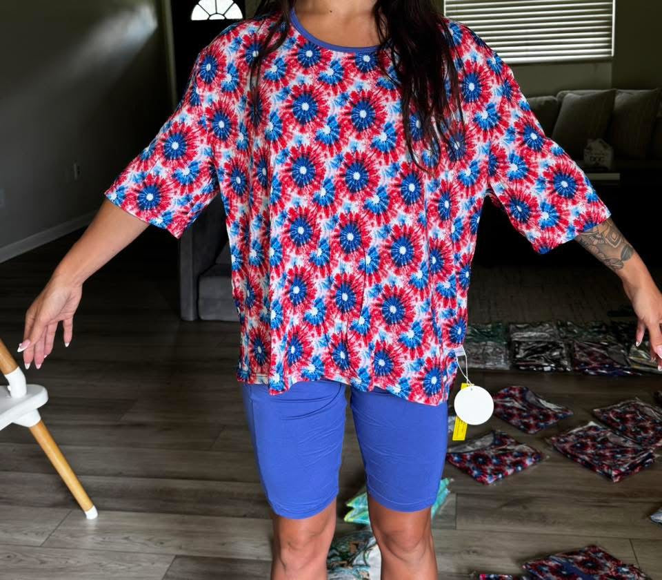 Patriotic Burst Mama Biker Set