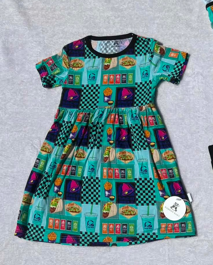 Baja Bite Night Short Sleeve Twirl Dress