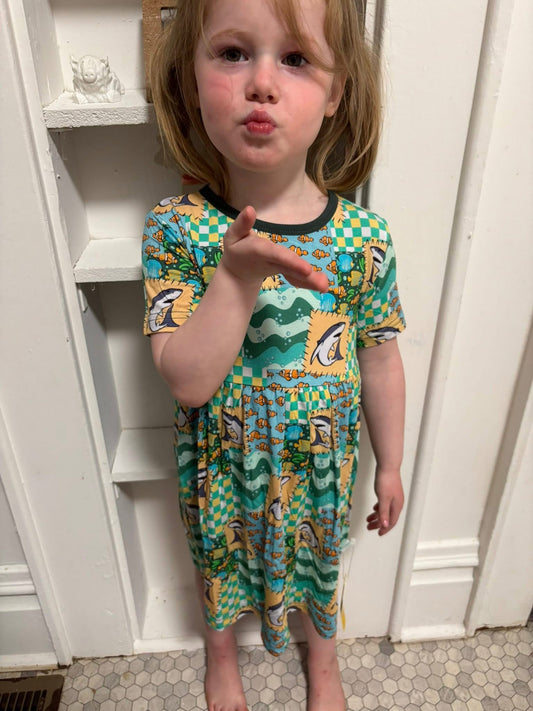 Fin-Tastic Friends Short Sleeve Twirl Dress
