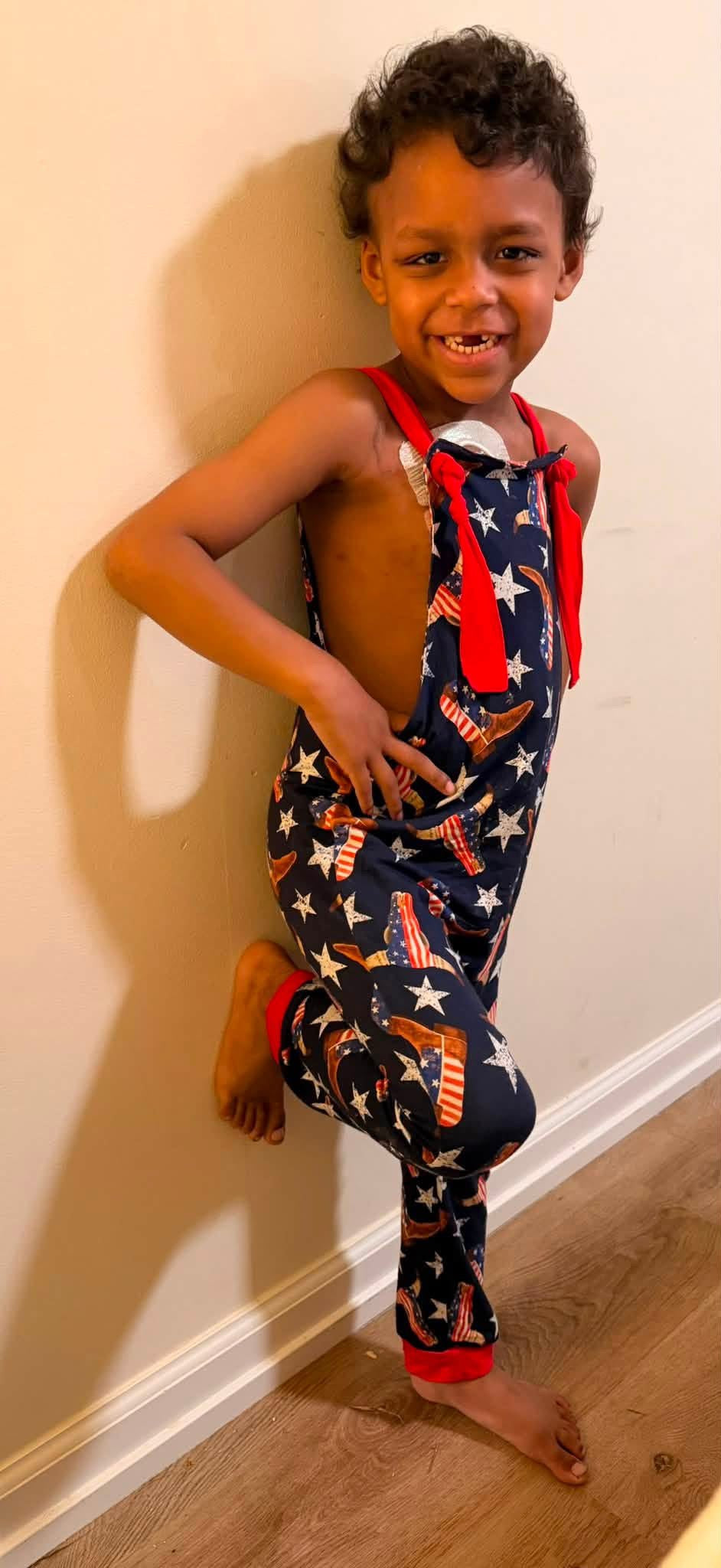 Stars, Stripes & Cowboy Nights Knotted Overalls