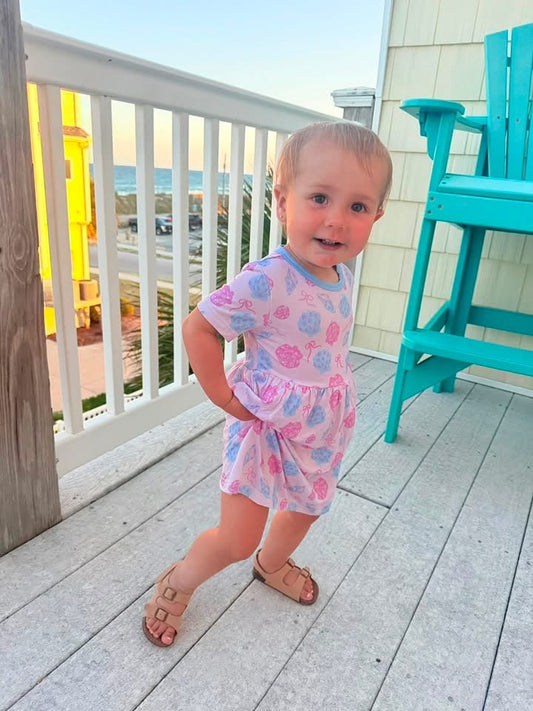 Seashell Dreams Short Sleeve Twirl Dress
